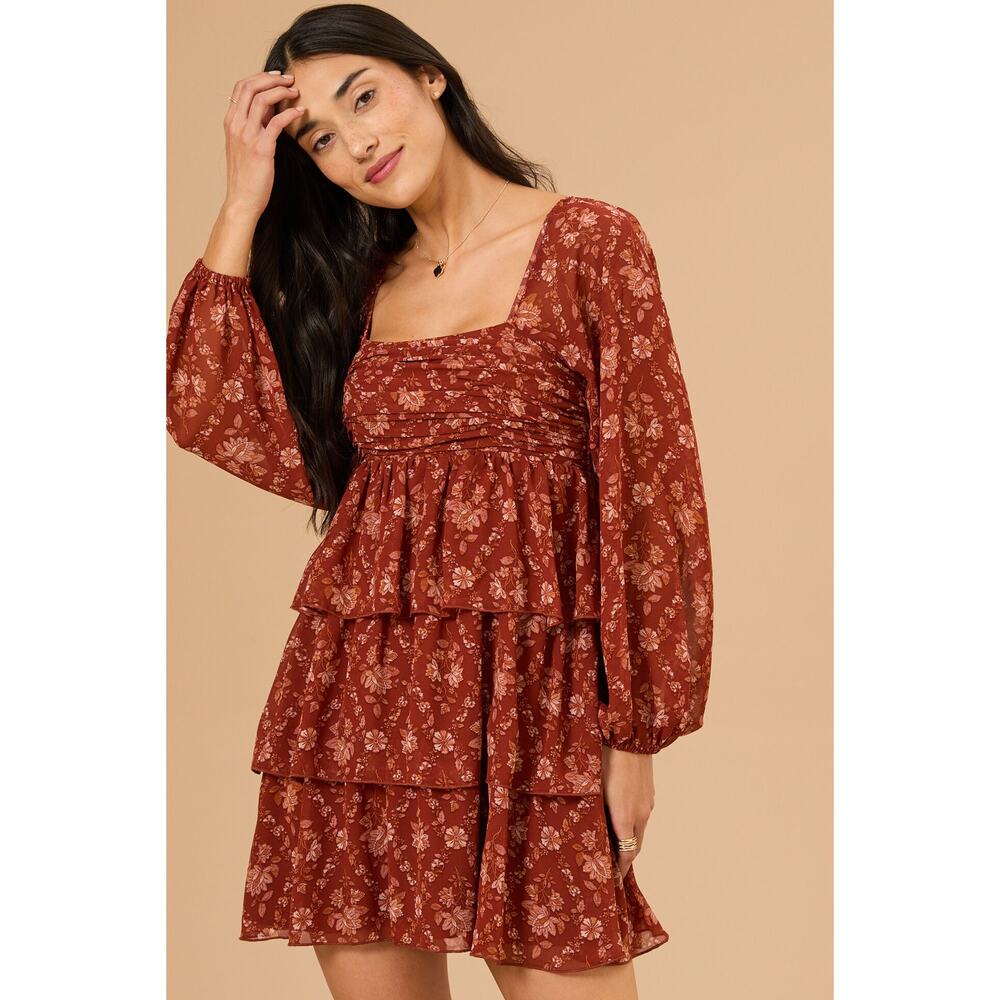 Altar’d State Floral Long Sleeve Layered Dress Size S Small NWT